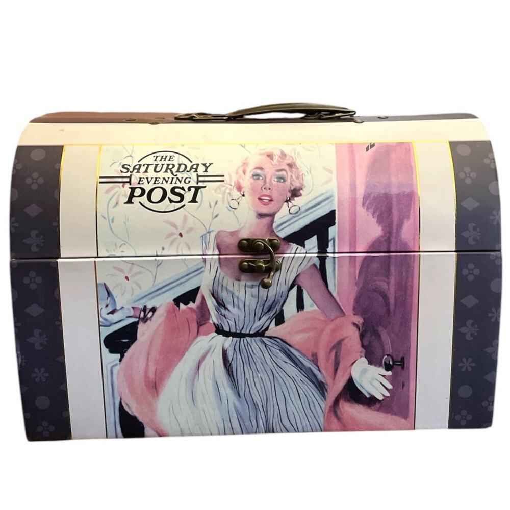 Saturday Evening Post Keepsake Multipurpose Hard Board Chest Box - Picture 2 of 9